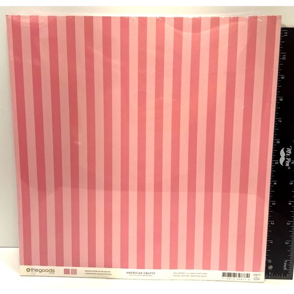 Pink Striped & Solid Double-Sided Scrapbook Paper 12" x 12" 39877 the goods - Picture 1 of 2